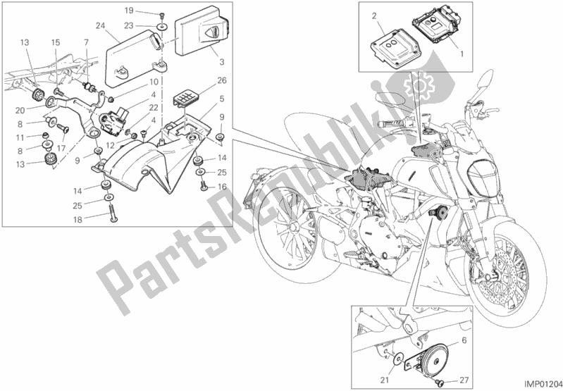 Todas as partes de 12c - Dispositivos Elétricos do Ducati Diavel 1260 Thailand 2019